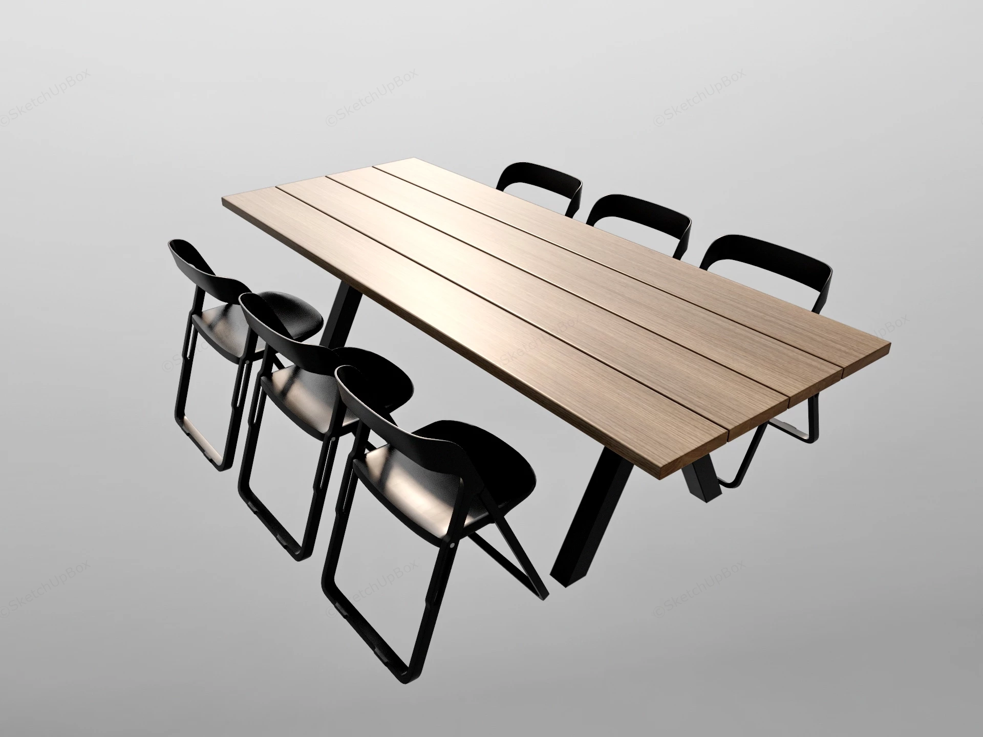 7 Piece Dining Table Set sketchup model preview - SketchupBox