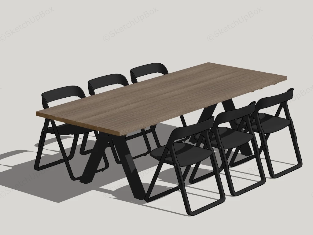 7 Piece Dining Table Set sketchup model preview - SketchupBox