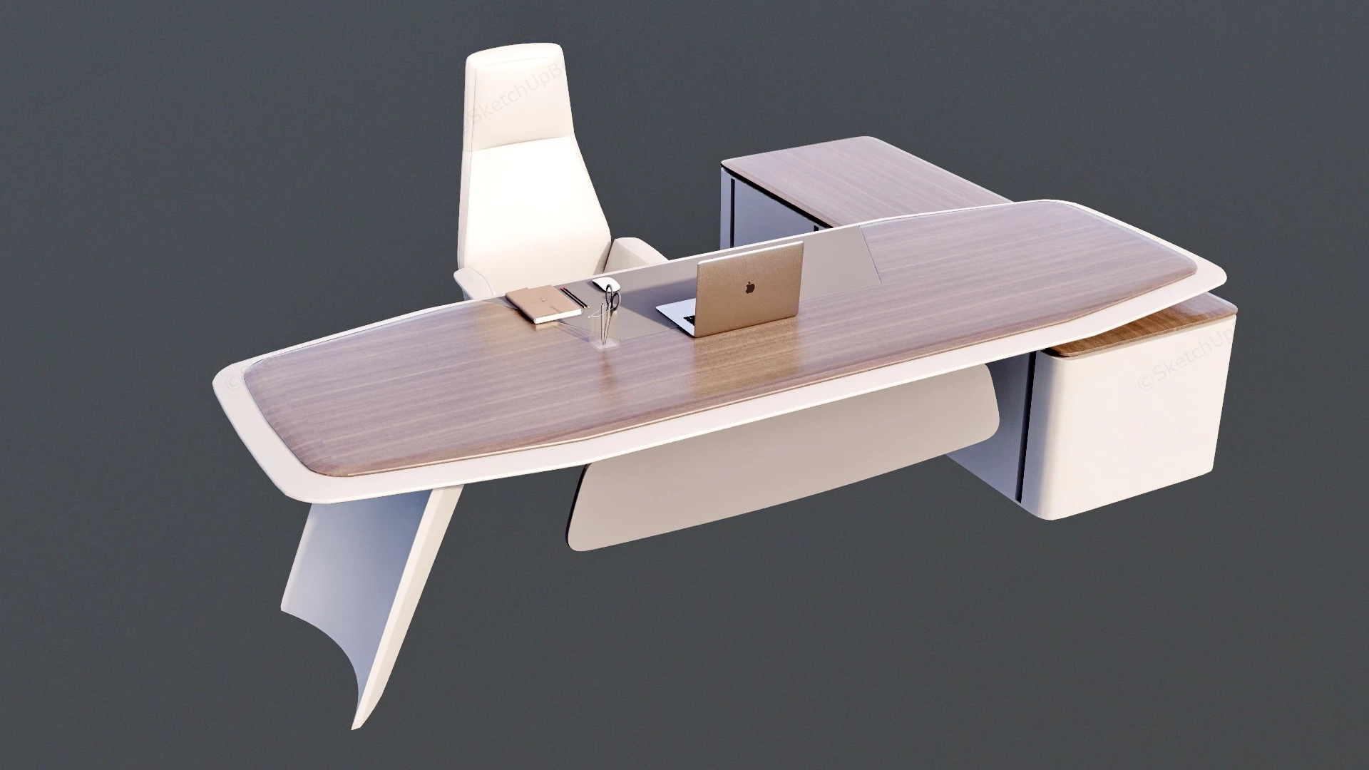 Executive Office Desk And Chair sketchup model preview - SketchupBox