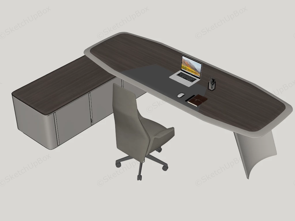 Executive Office Desk And Chair sketchup model preview - SketchupBox