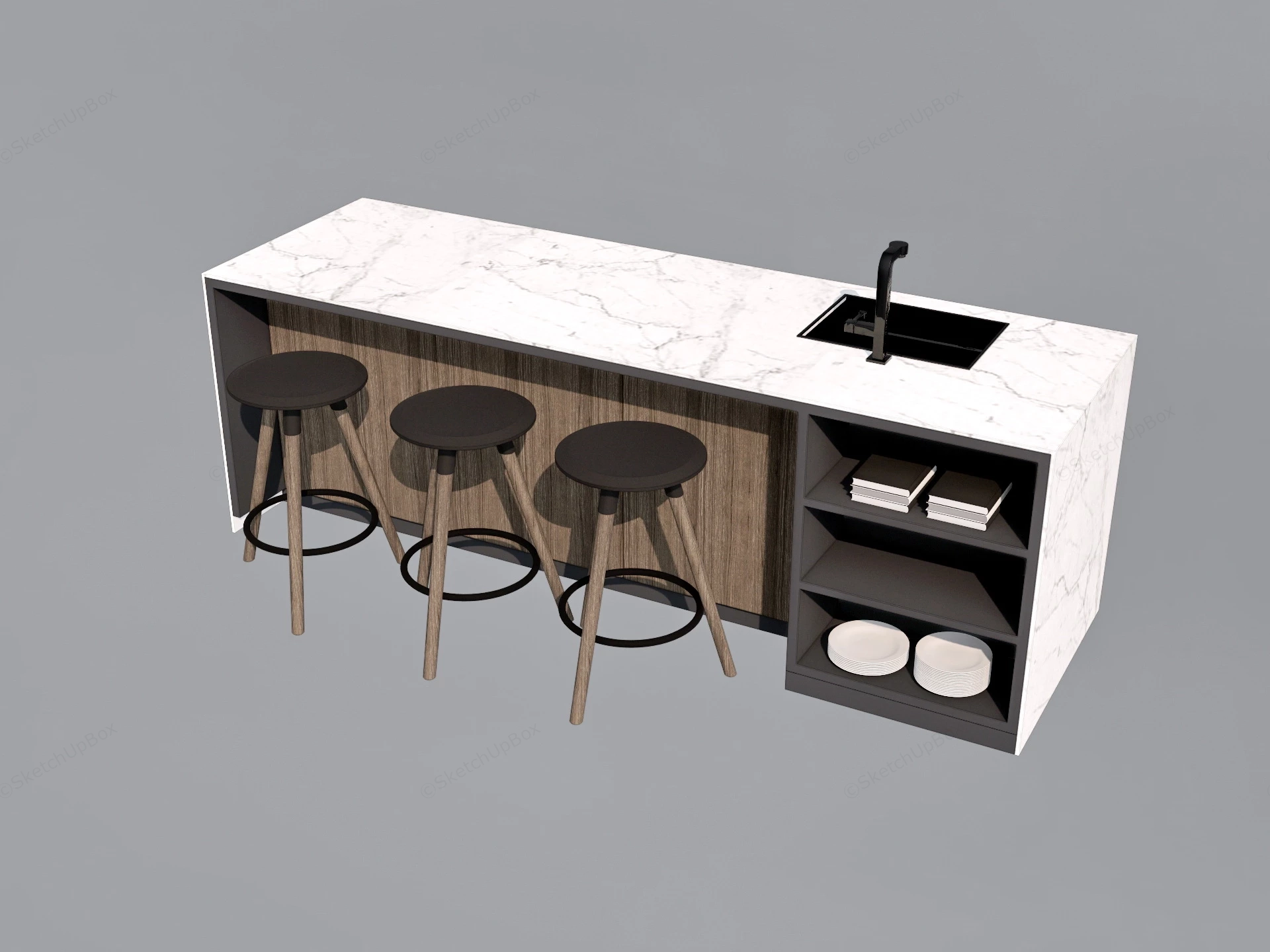 Kitchen Island With Seating sketchup model preview - SketchupBox