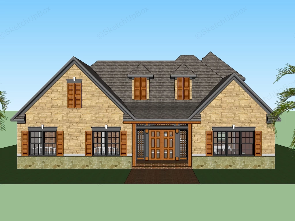 Craftsman Style House Exterior sketchup model preview - SketchupBox
