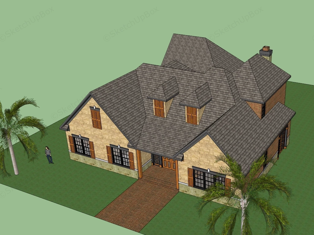 Craftsman Style House Exterior sketchup model preview - SketchupBox