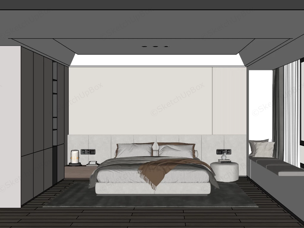Cream Modern Bedroom sketchup model preview - SketchupBox