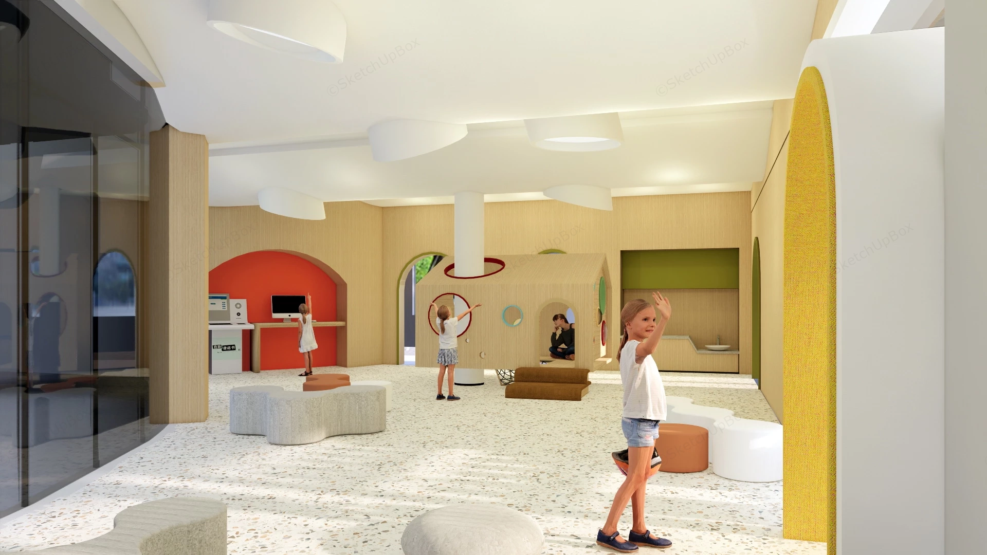 Kids Library Design sketchup model preview - SketchupBox