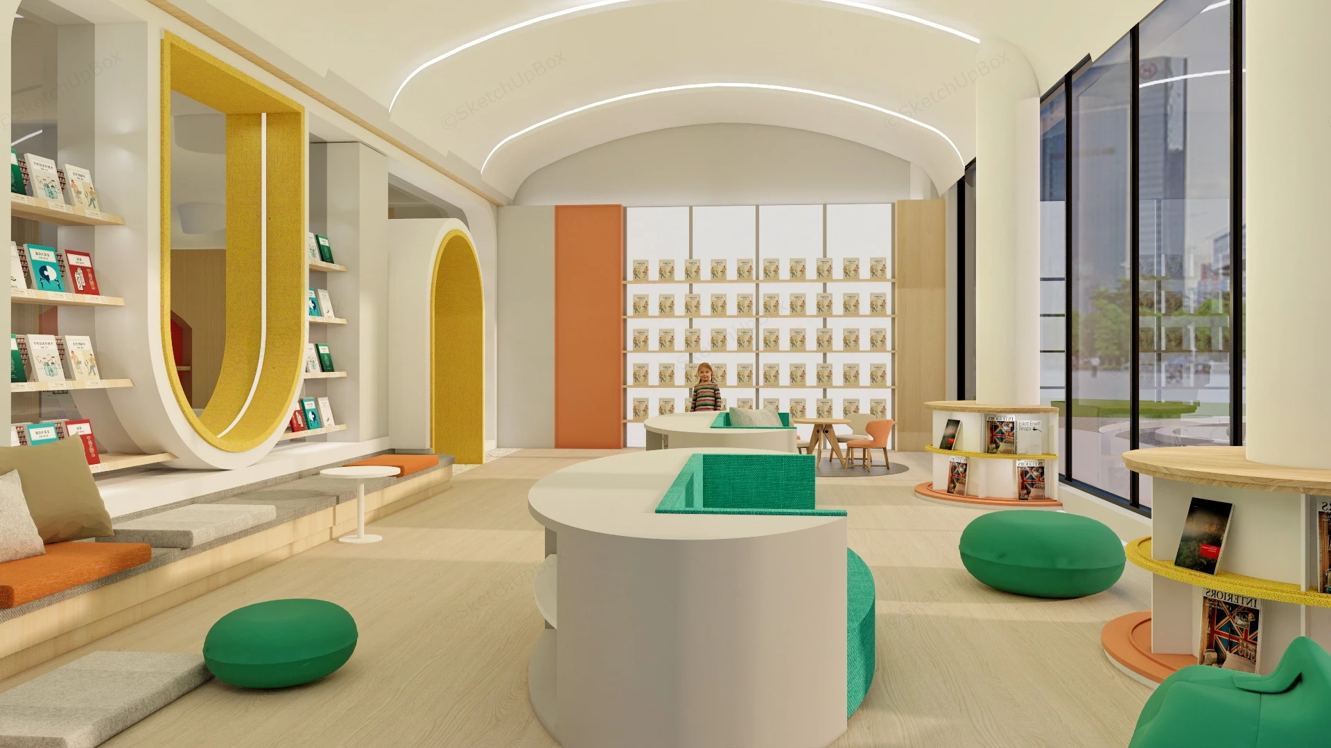 Kids Library Design sketchup model preview - SketchupBox