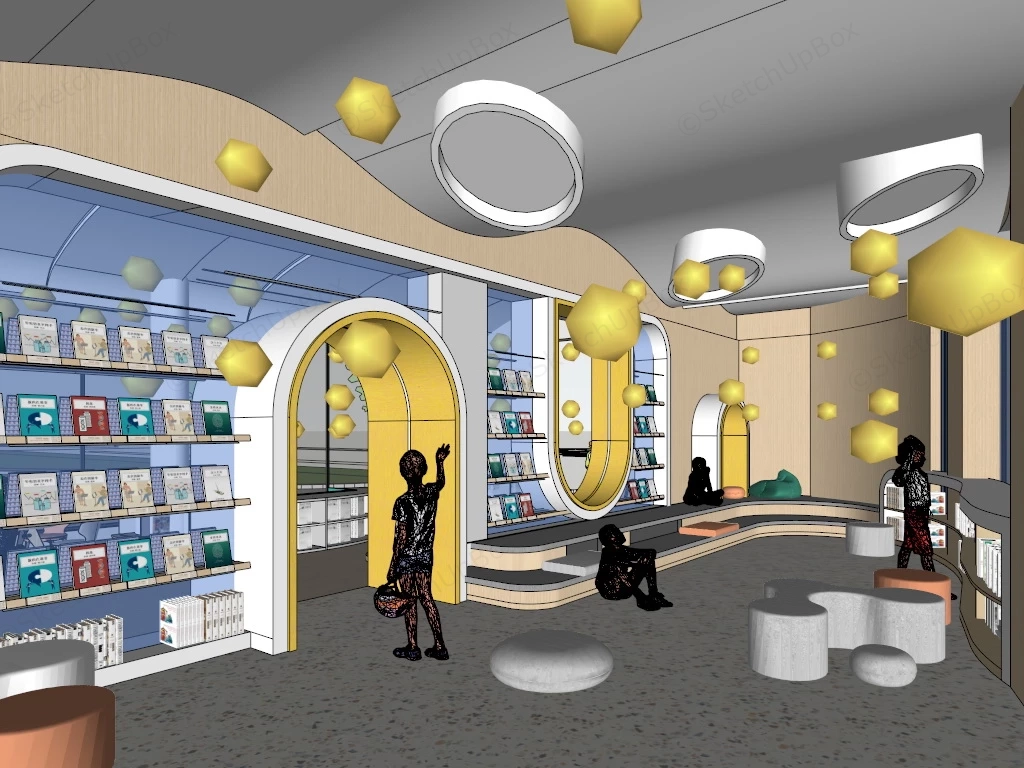 Kids Library Design sketchup model preview - SketchupBox