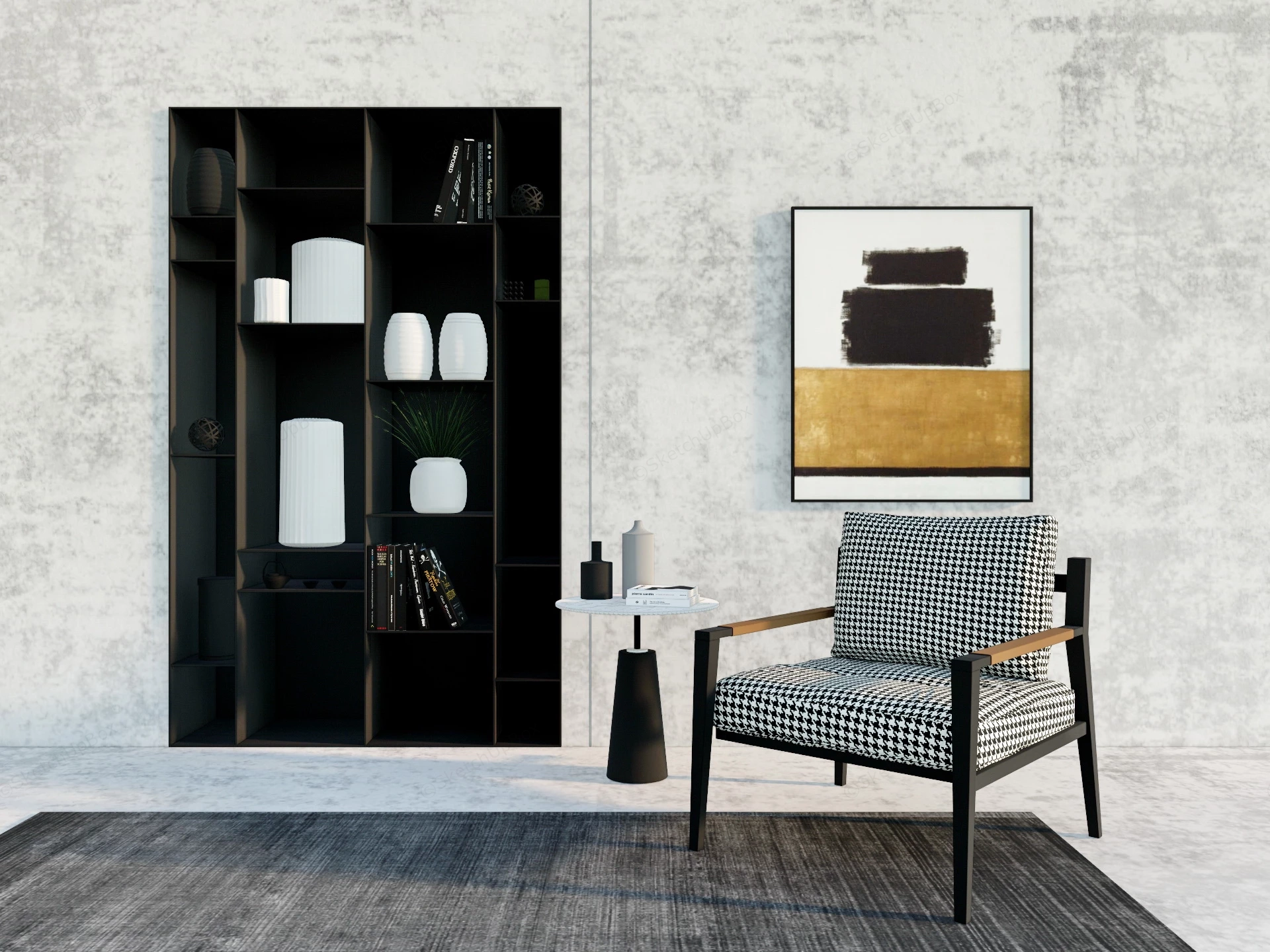 Minimalist Accent Chair And Table Set sketchup model preview - SketchupBox