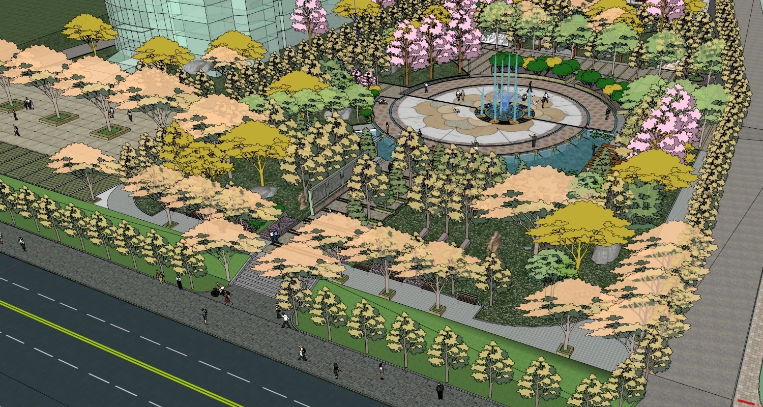 City Square Park sketchup model preview - SketchupBox