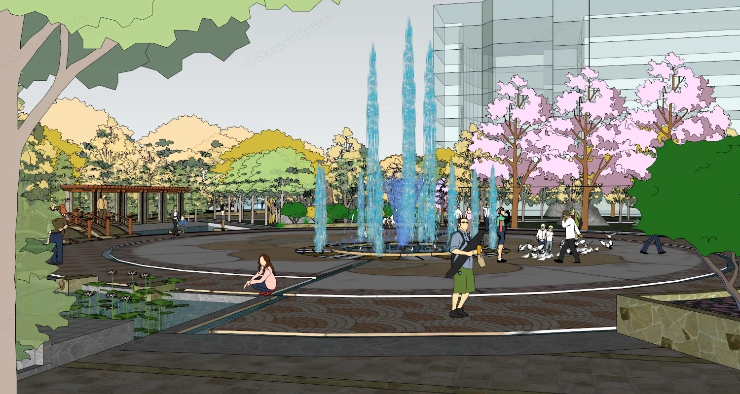 City Square Park sketchup model preview - SketchupBox