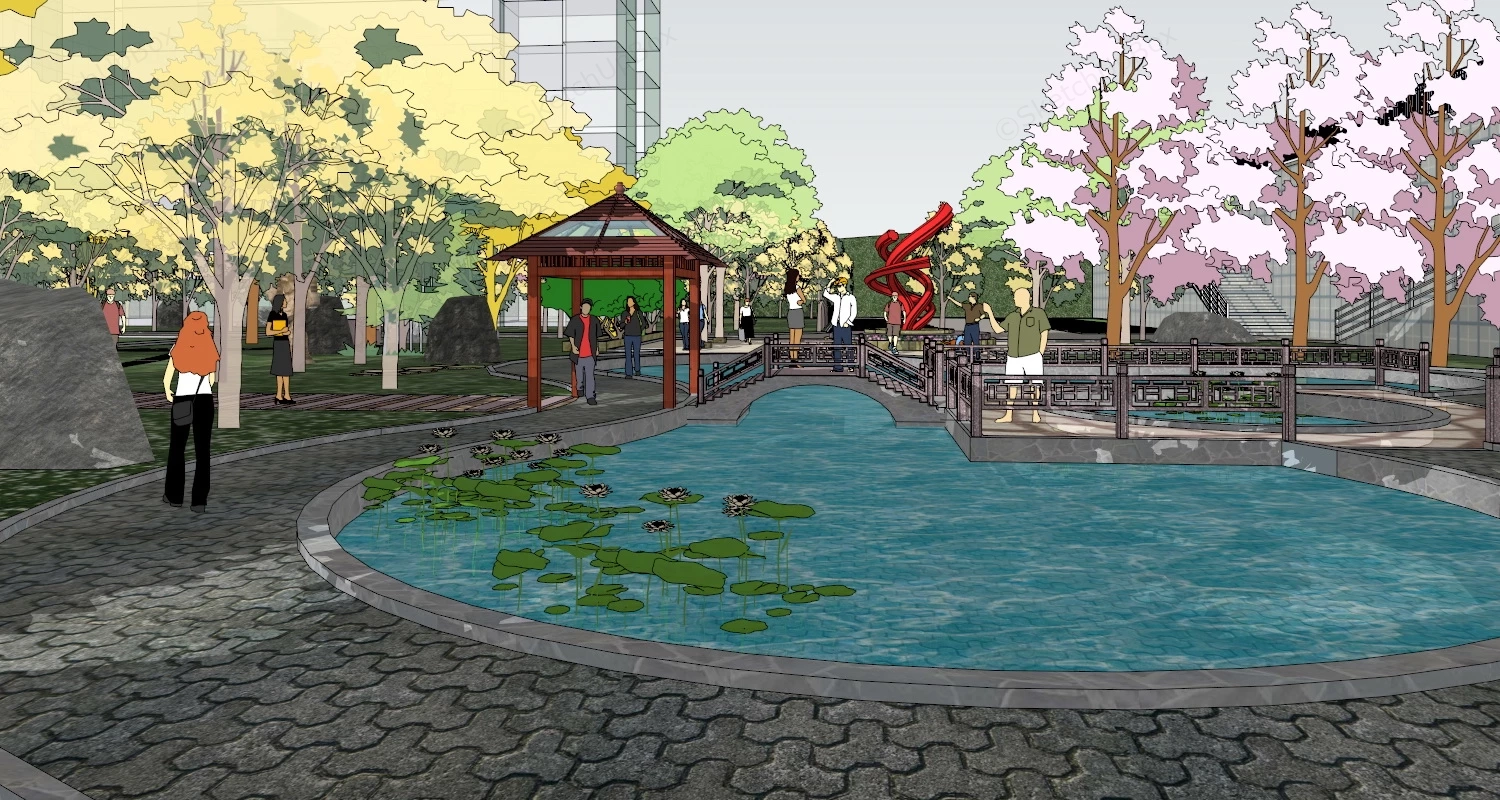 City Square Park sketchup model preview - SketchupBox