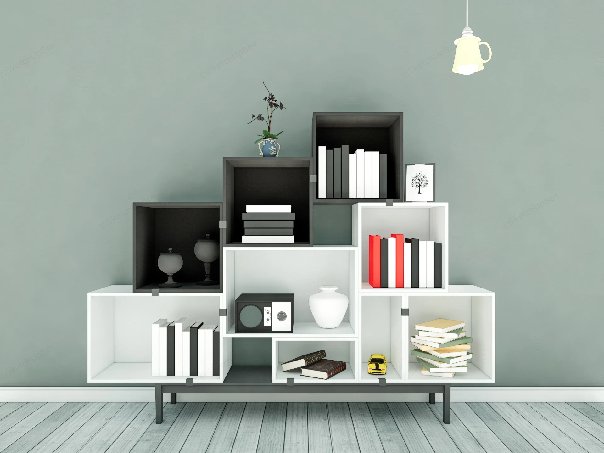 Modern Cube Storage Bookcase sketchup model preview - SketchupBox