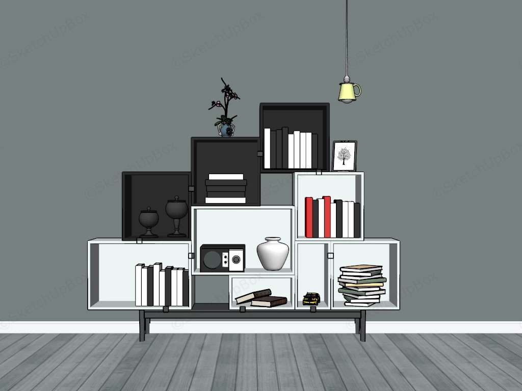 Modern Cube Storage Bookcase sketchup model preview - SketchupBox