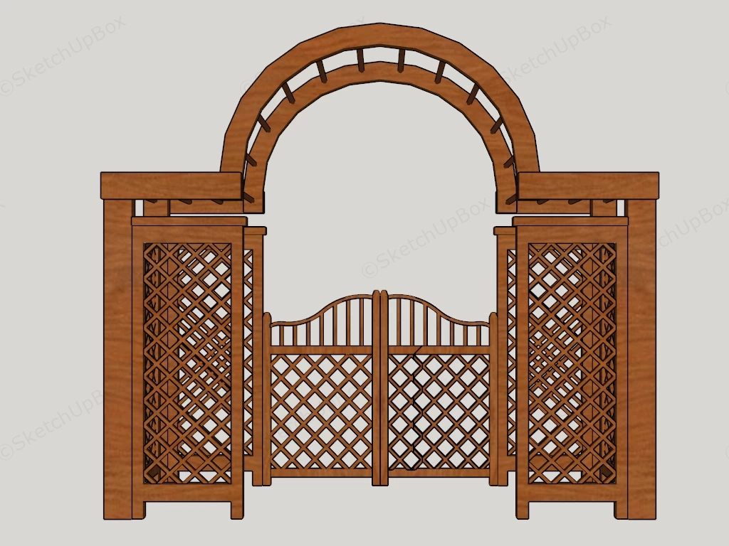 Garden Arch Arbor With Gate sketchup model preview - SketchupBox