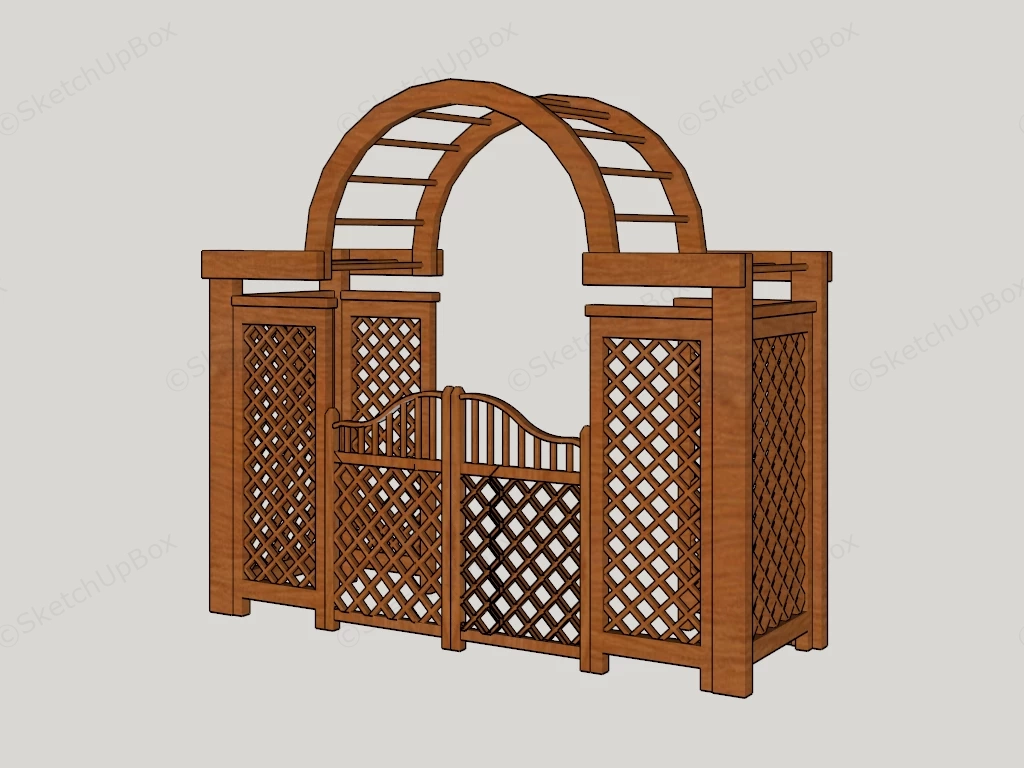 Garden Arch Arbor With Gate sketchup model preview - SketchupBox