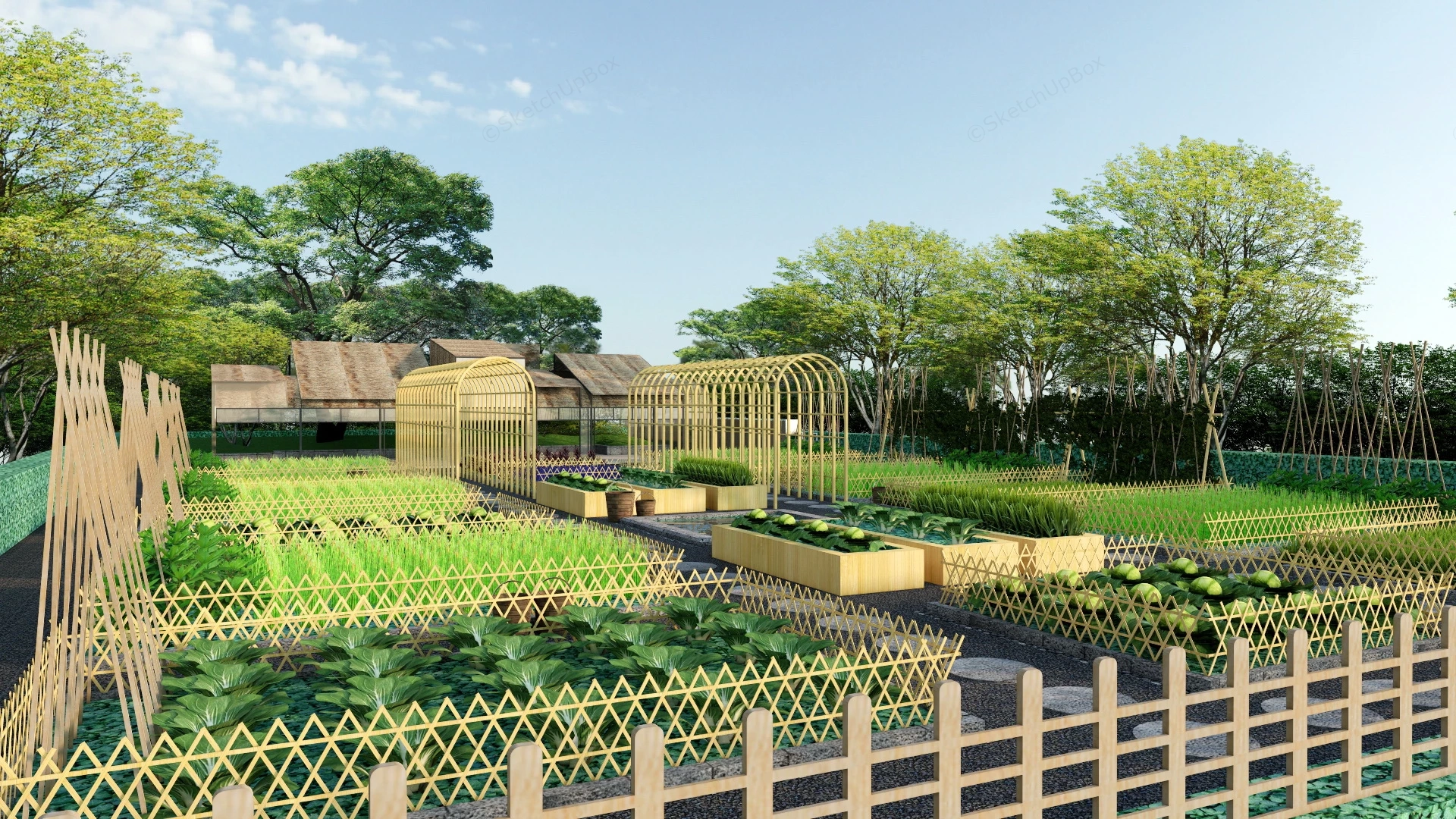 Community Vegetable Garden sketchup model preview - SketchupBox