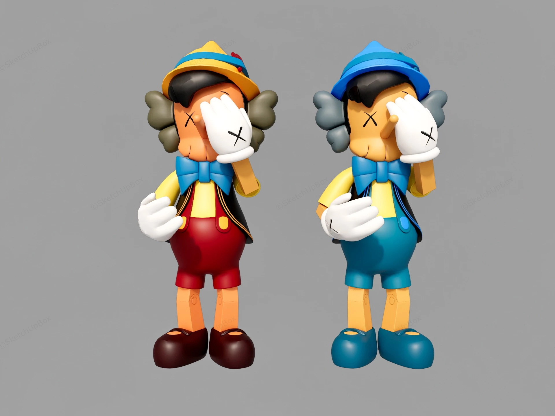 Kaws Pinocchio Figure Set sketchup model preview - SketchupBox