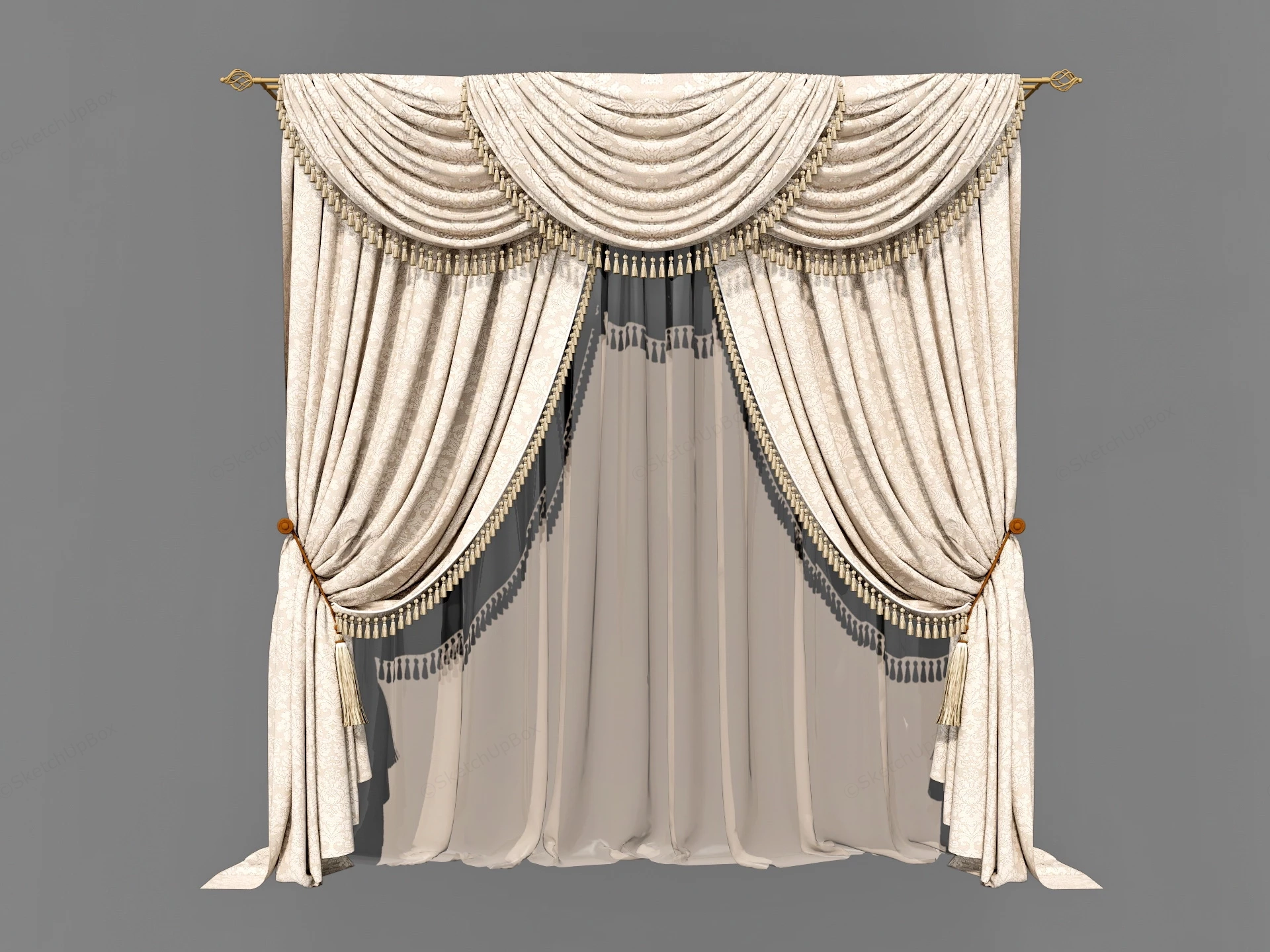 Luxury Living Room Curtains sketchup model preview - SketchupBox