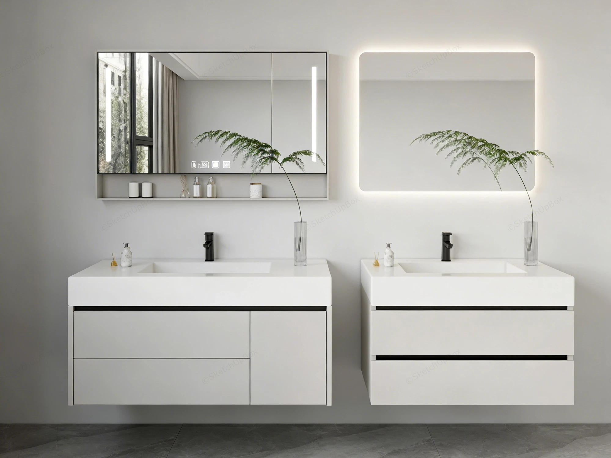 Modern Floating Bathroom Vanities sketchup model preview - SketchupBox