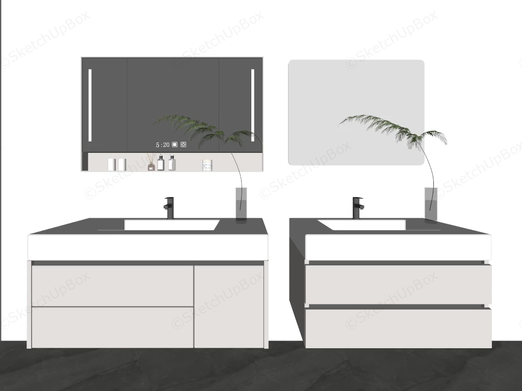 Modern Floating Bathroom Vanities sketchup model preview - SketchupBox