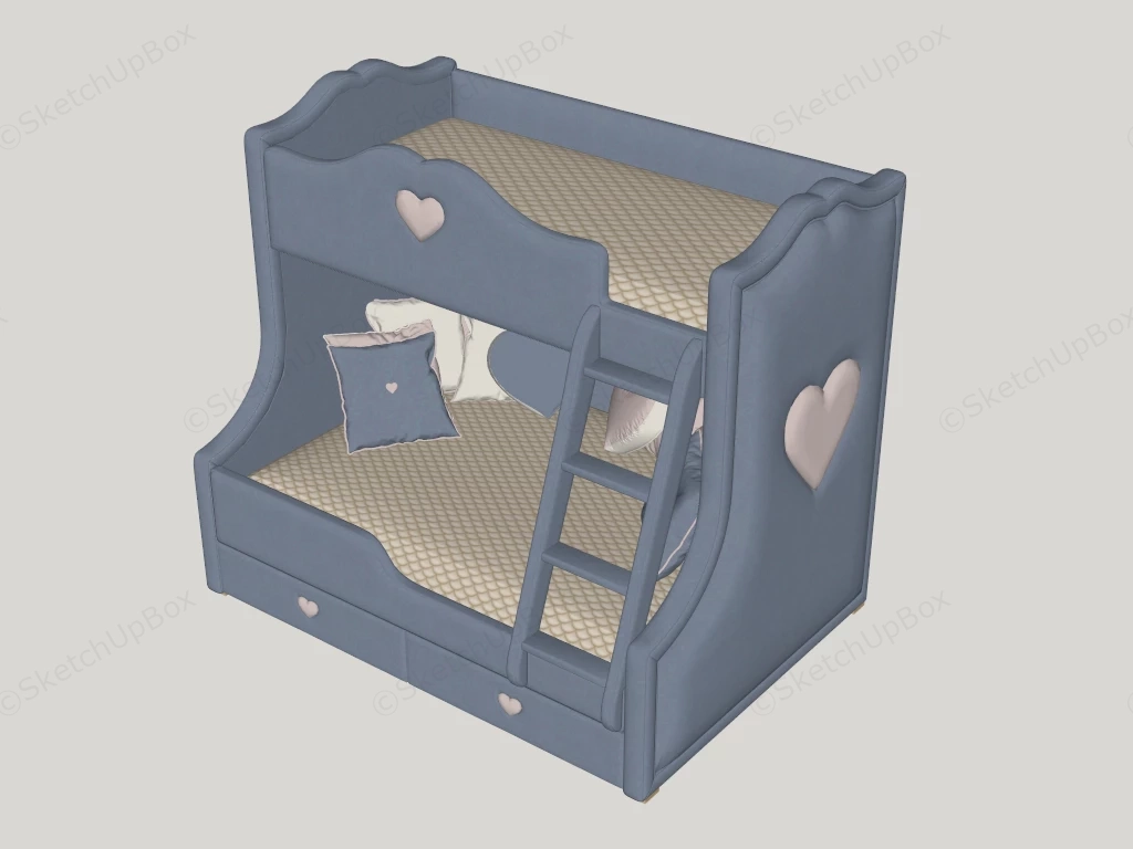 Blue Upholstered Bunk Bed sketchup model preview - SketchupBox