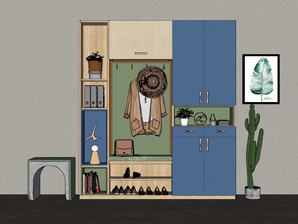 Hall Tree Entryway Furniture sketchup model preview - SketchupBox