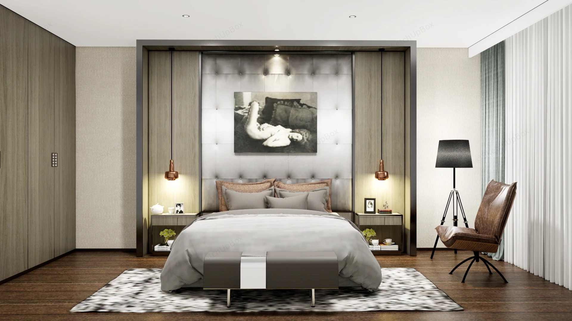 Modern Classic Parents Bedroom sketchup model preview - SketchupBox