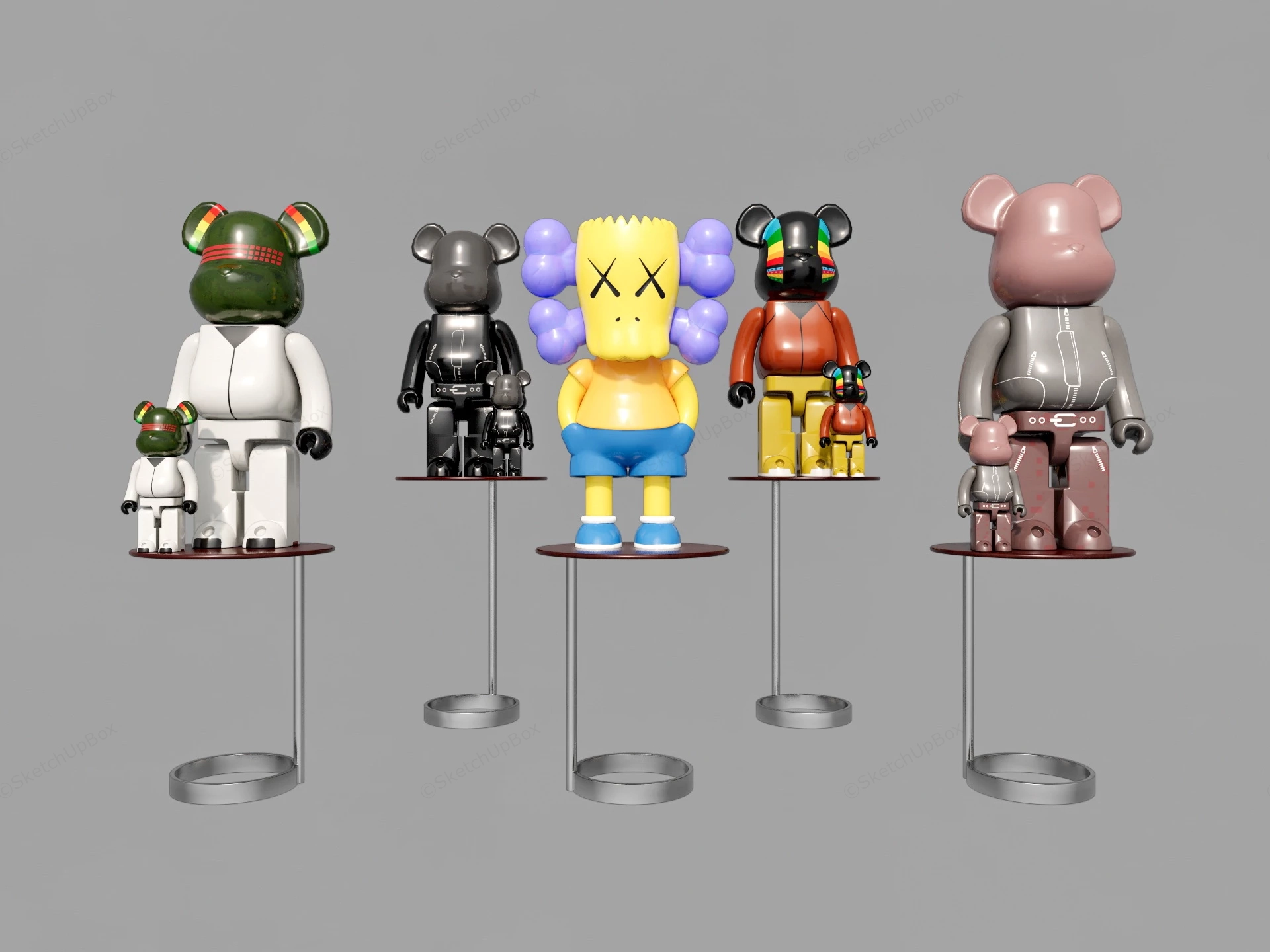 Medicom Bearbrick Figures sketchup model preview - SketchupBox