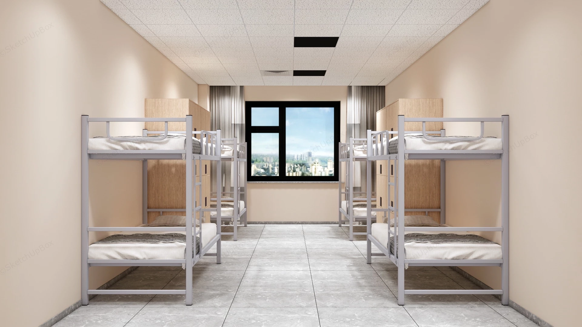 8 Bed Mixed Dormitory sketchup model preview - SketchupBox