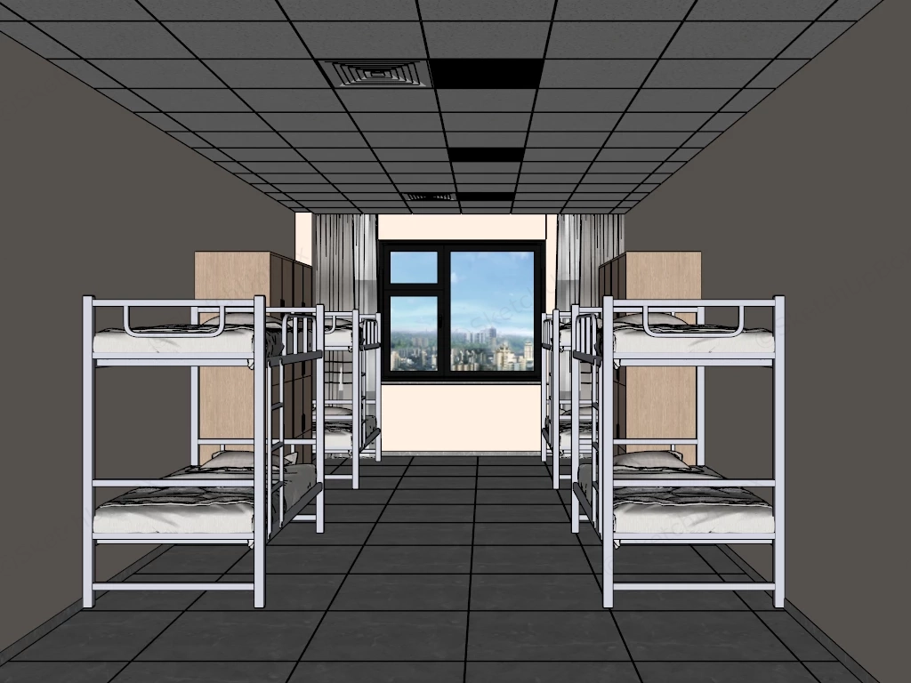 8 Bed Mixed Dormitory sketchup model preview - SketchupBox
