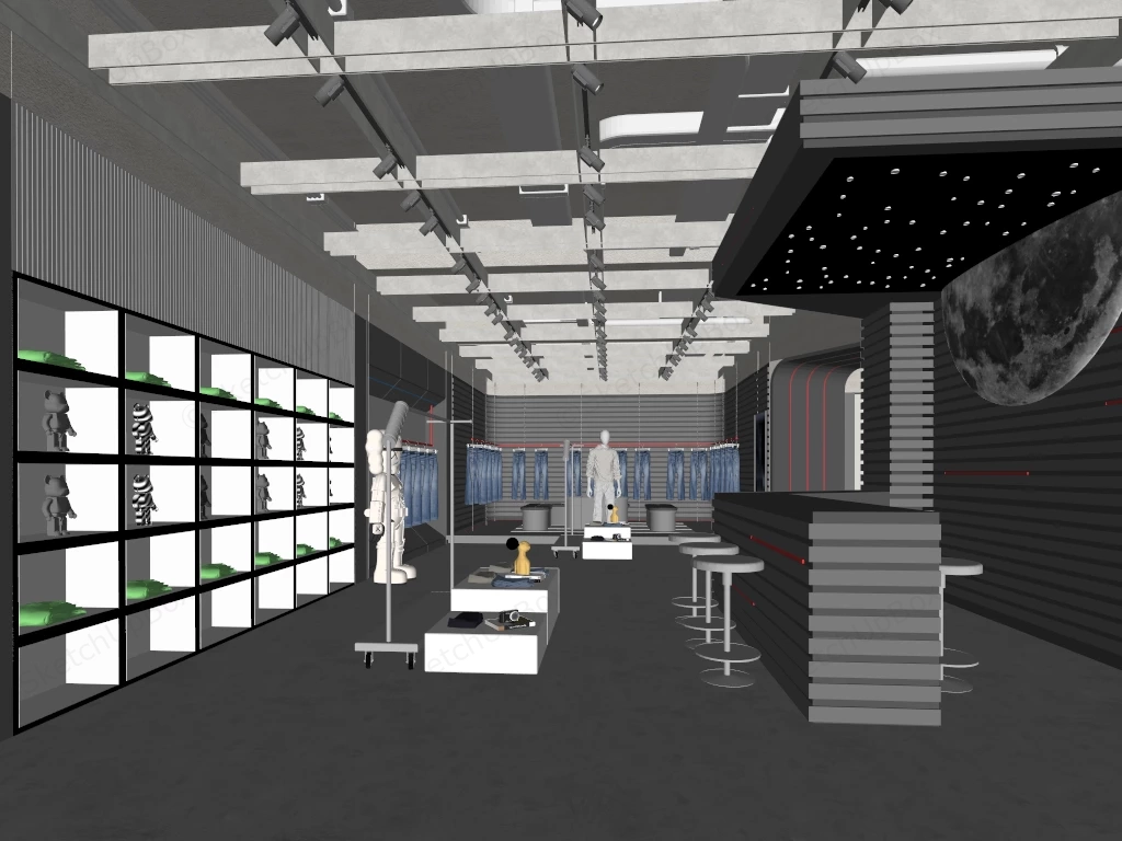 Stylish Clothing Store sketchup model preview - SketchupBox