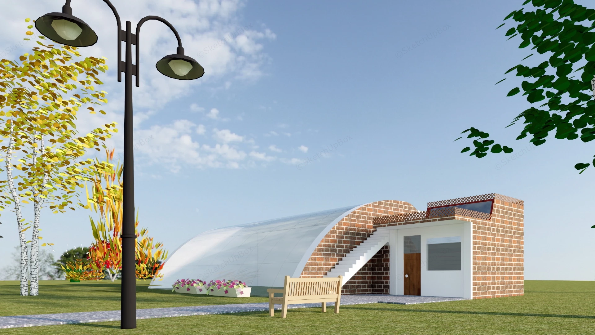 Brick Base Greenhouse sketchup model preview - SketchupBox