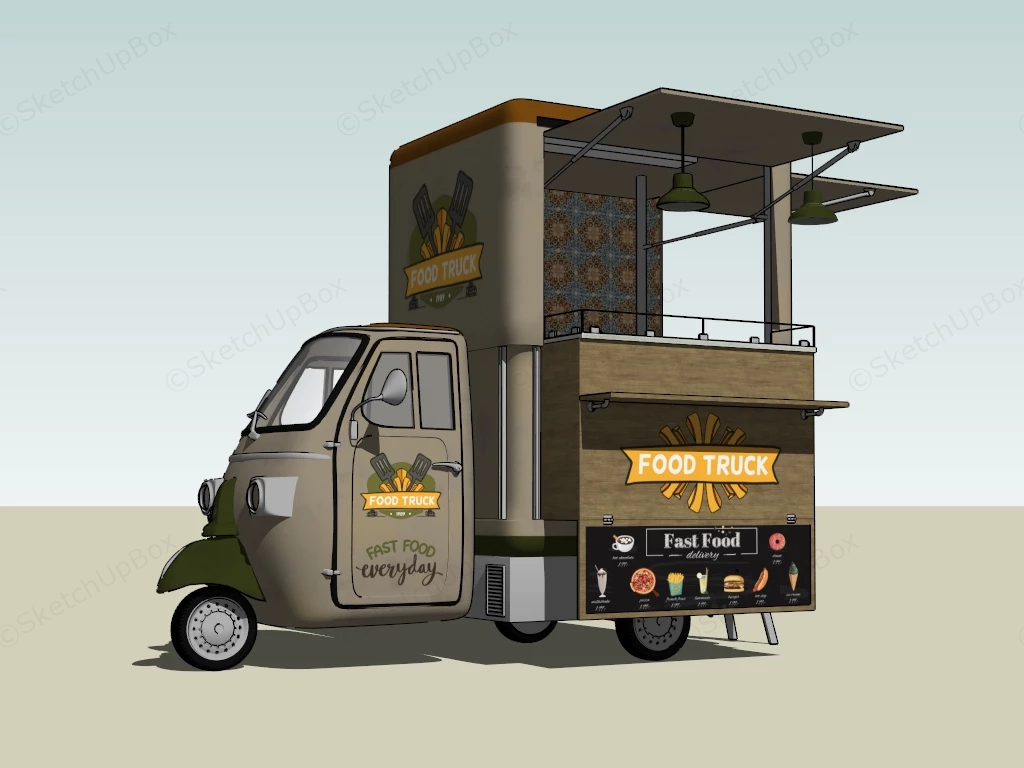 Electric Tricycle Food Truck sketchup model preview - SketchupBox