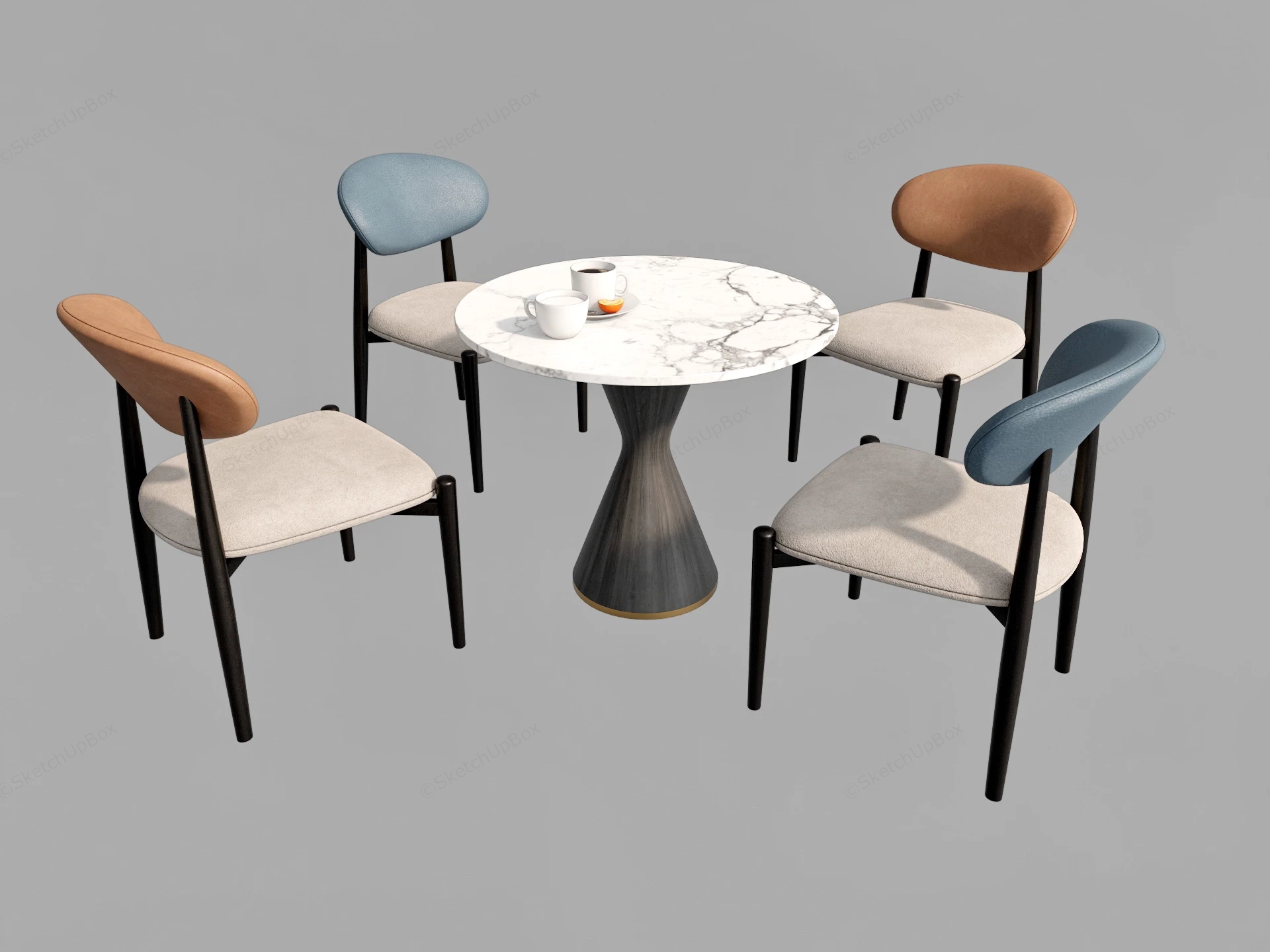Round Dining Table And Chairs sketchup model preview - SketchupBox