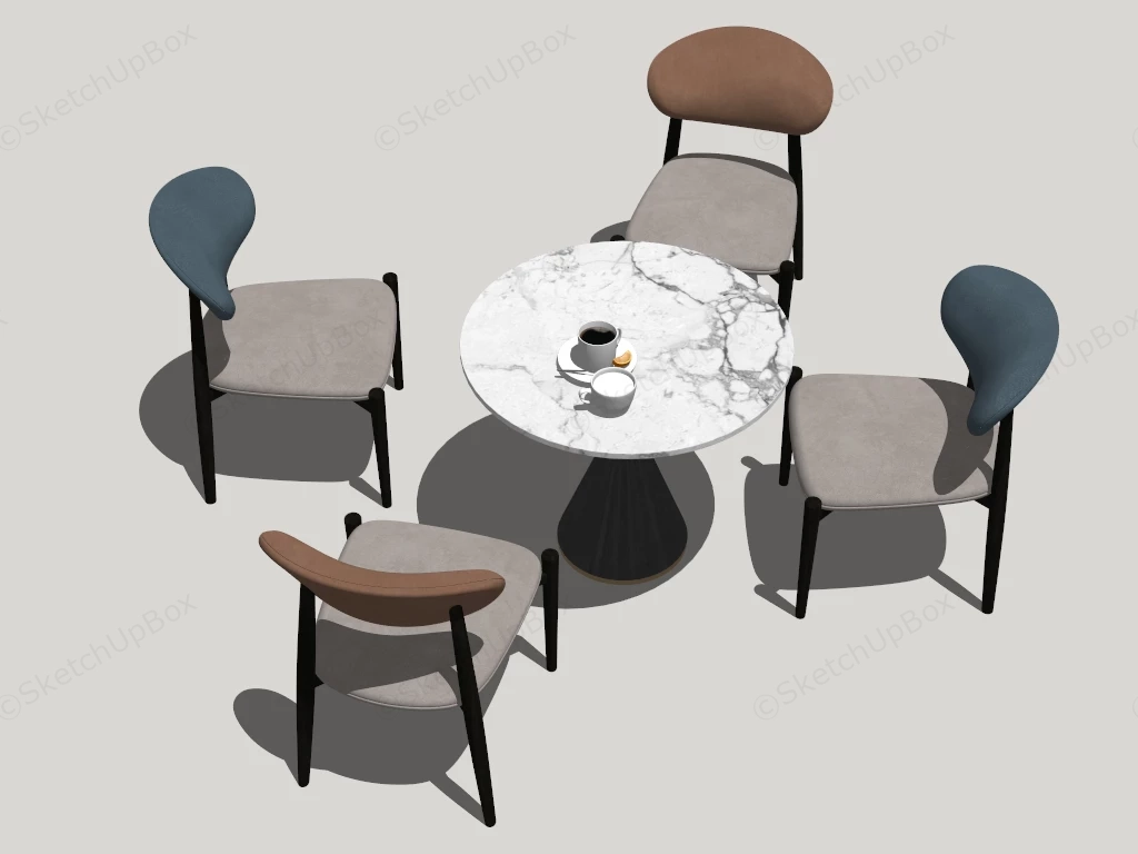 Round Dining Table And Chairs sketchup model preview - SketchupBox