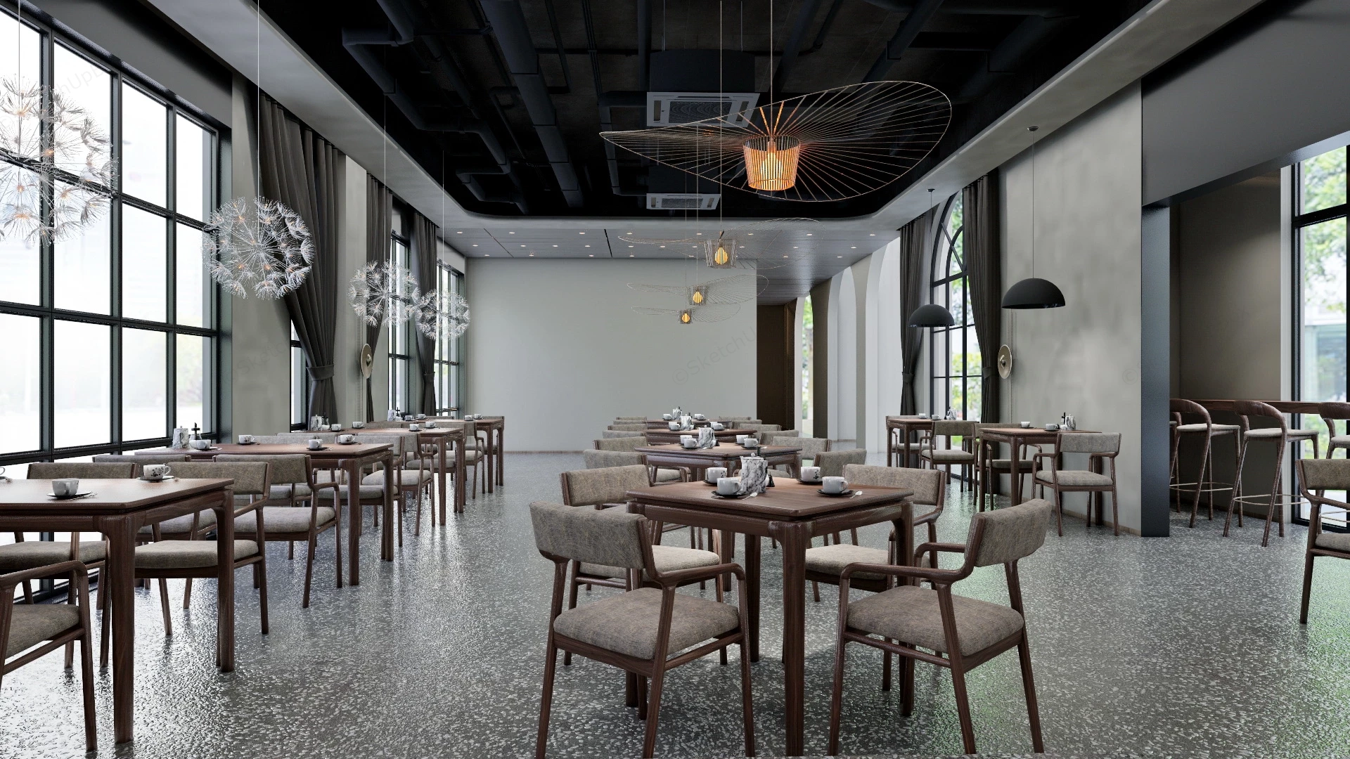 Modern Restaurant Design Ideas sketchup model preview - SketchupBox