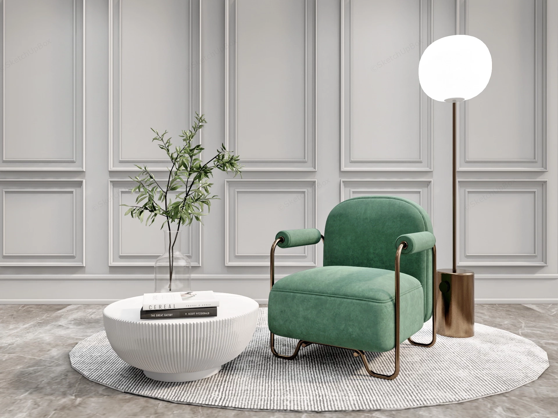 Modern Accent Chair And Table sketchup model preview - SketchupBox