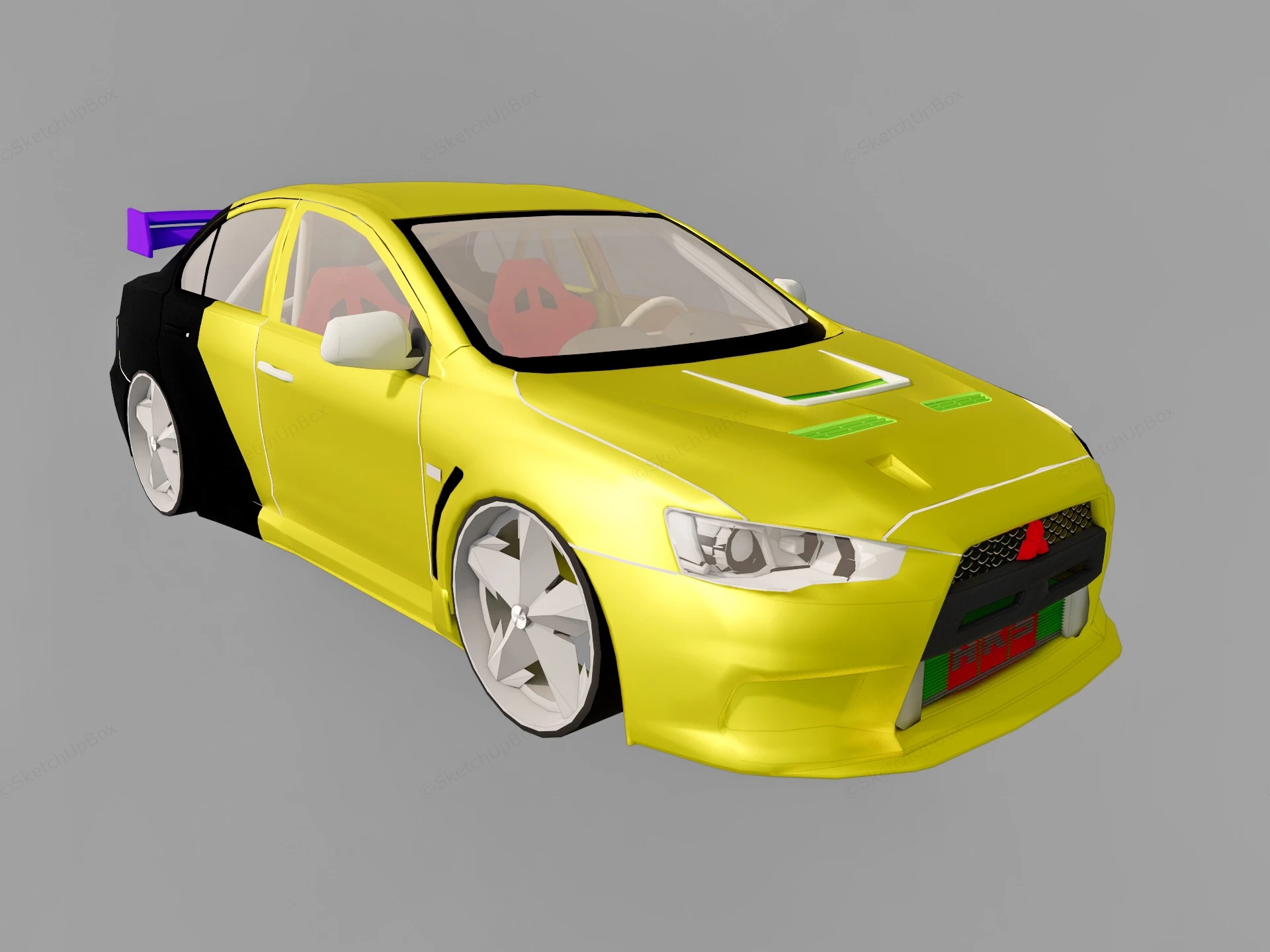 Mitsubishi Lancer Evolution X sketchup model preview - SketchupBox