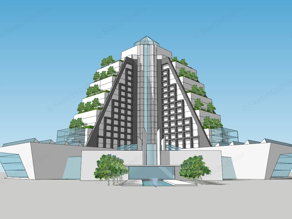 Ultra Modern Hotel Building sketchup model preview - SketchupBox