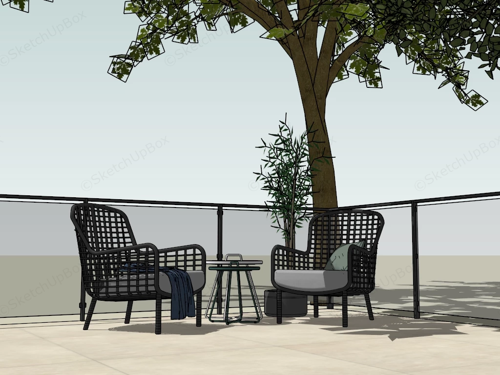 Outdoor Patio Accent Chairs Set sketchup model preview - SketchupBox
