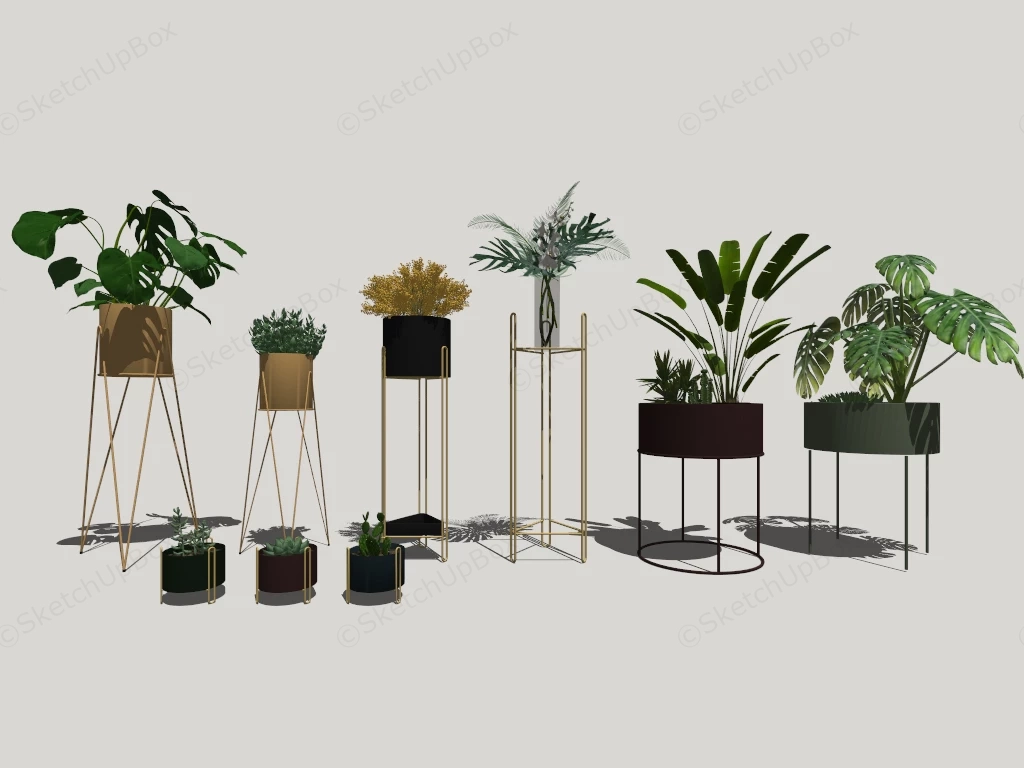 Luxury Metal Planter Stands sketchup model preview - SketchupBox