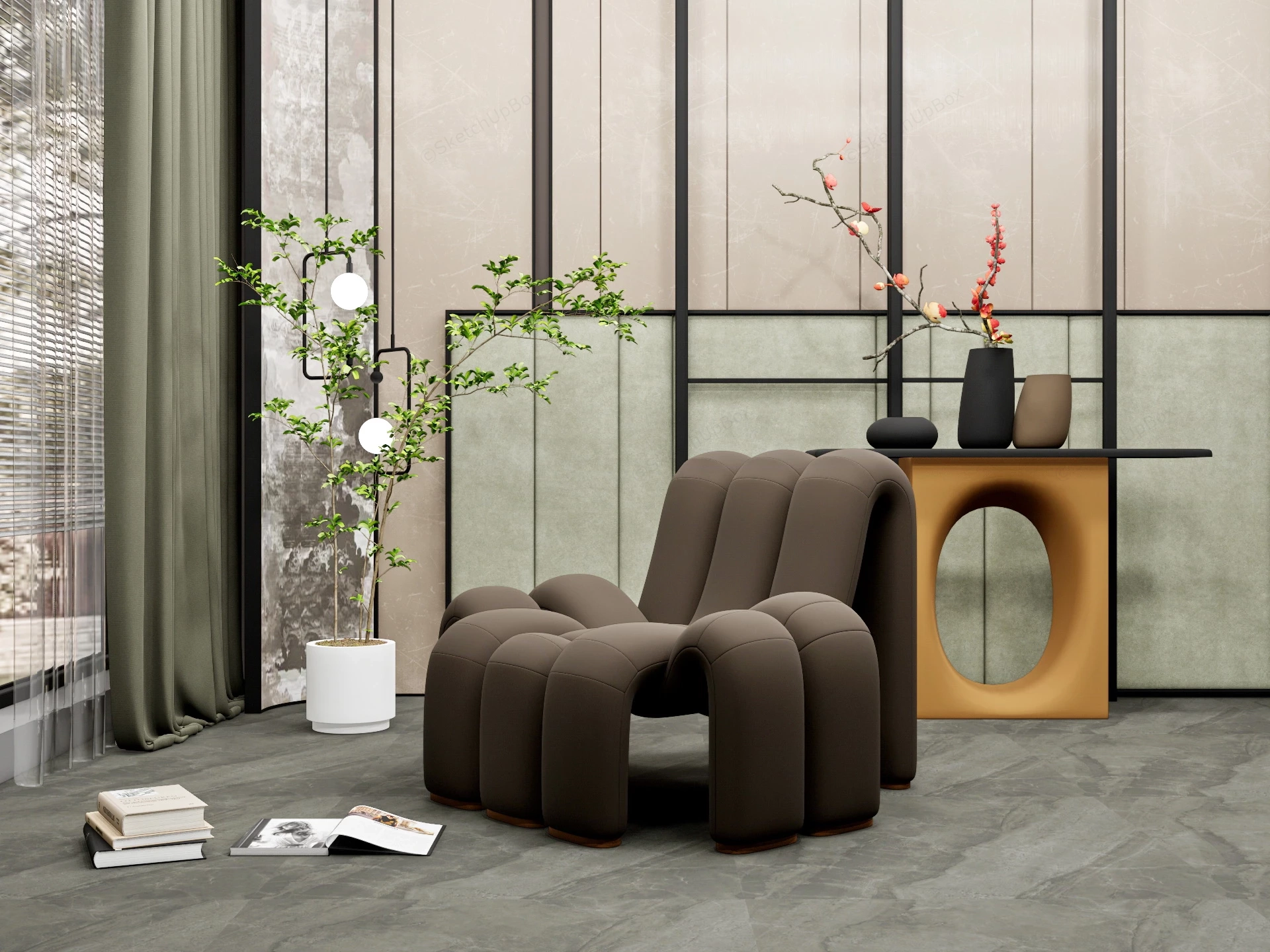 Luxury Modern Accent Chair sketchup model preview - SketchupBox