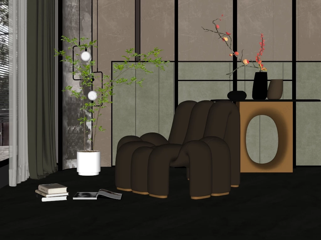 Luxury Modern Accent Chair sketchup model preview - SketchupBox