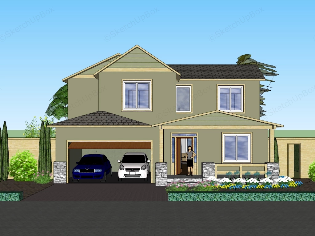 Urban Farmhouse sketchup model preview - SketchupBox