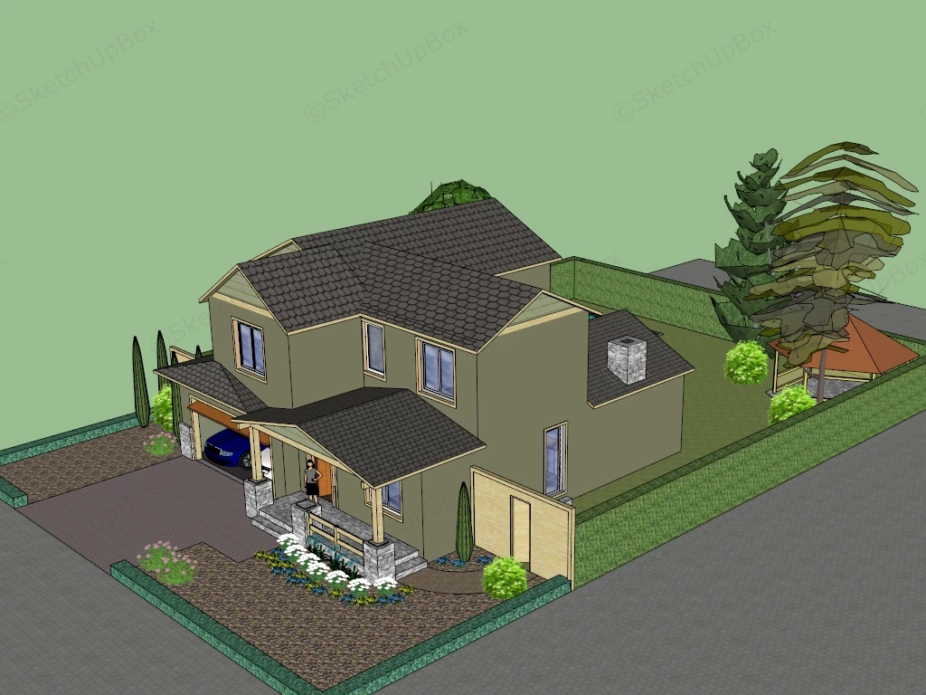 Urban Farmhouse sketchup model preview - SketchupBox