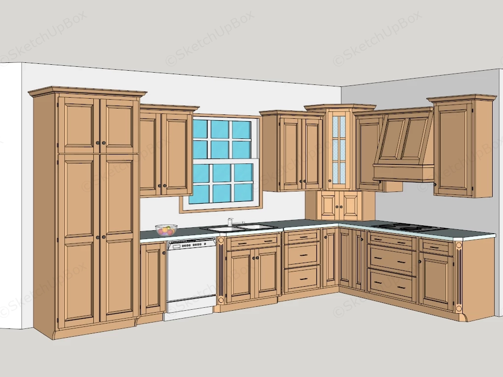Kitchen With Island And Breakfast Nook sketchup model preview - SketchupBox