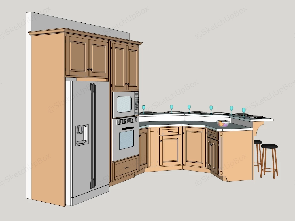 Kitchen With Island And Breakfast Nook sketchup model preview - SketchupBox