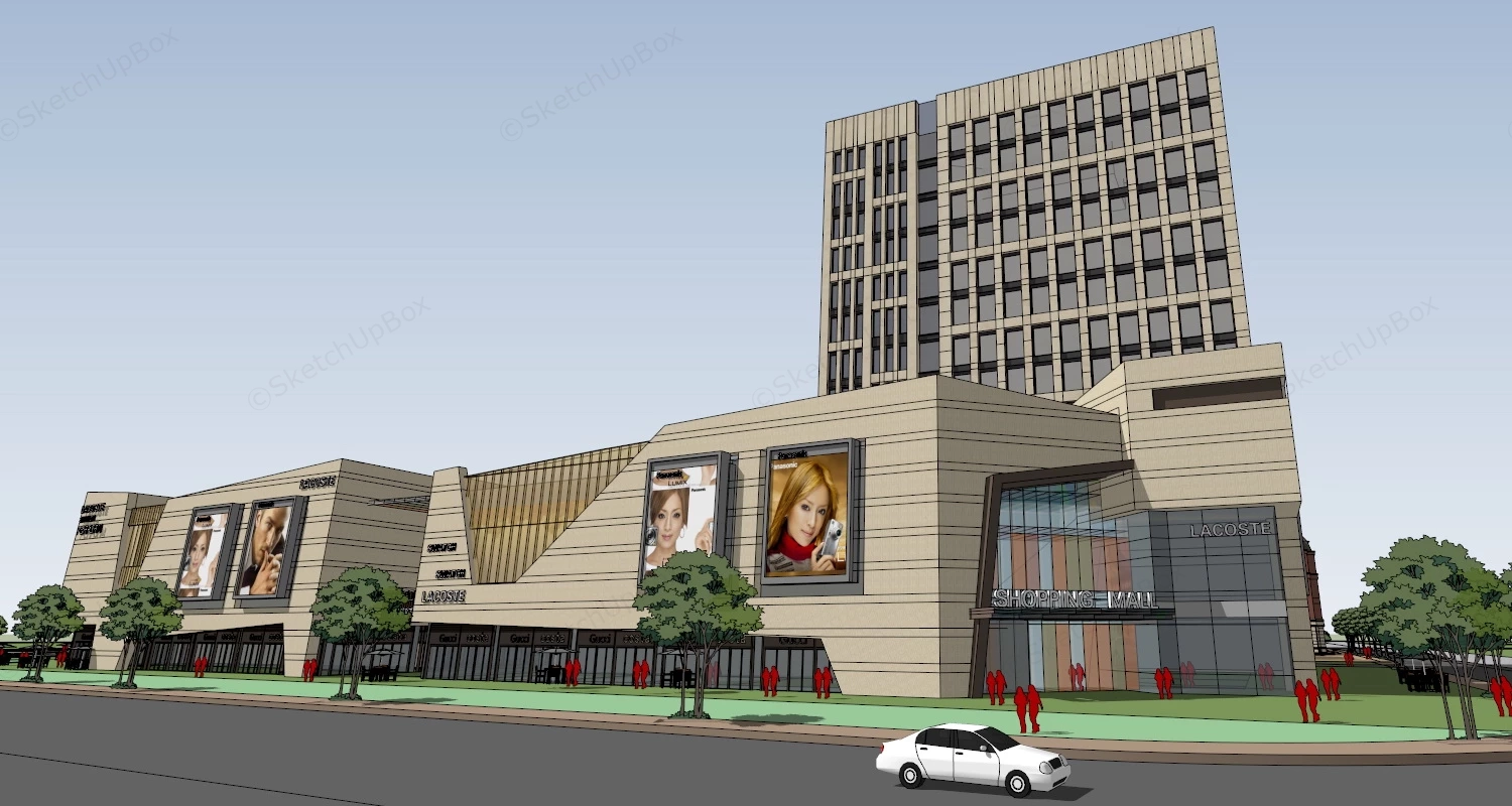 Modern Shopping Center Architecture sketchup model preview - SketchupBox