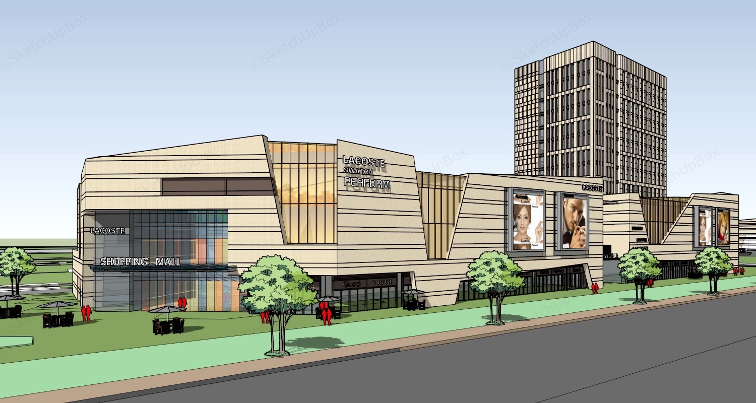 Modern Shopping Center Architecture sketchup model preview - SketchupBox