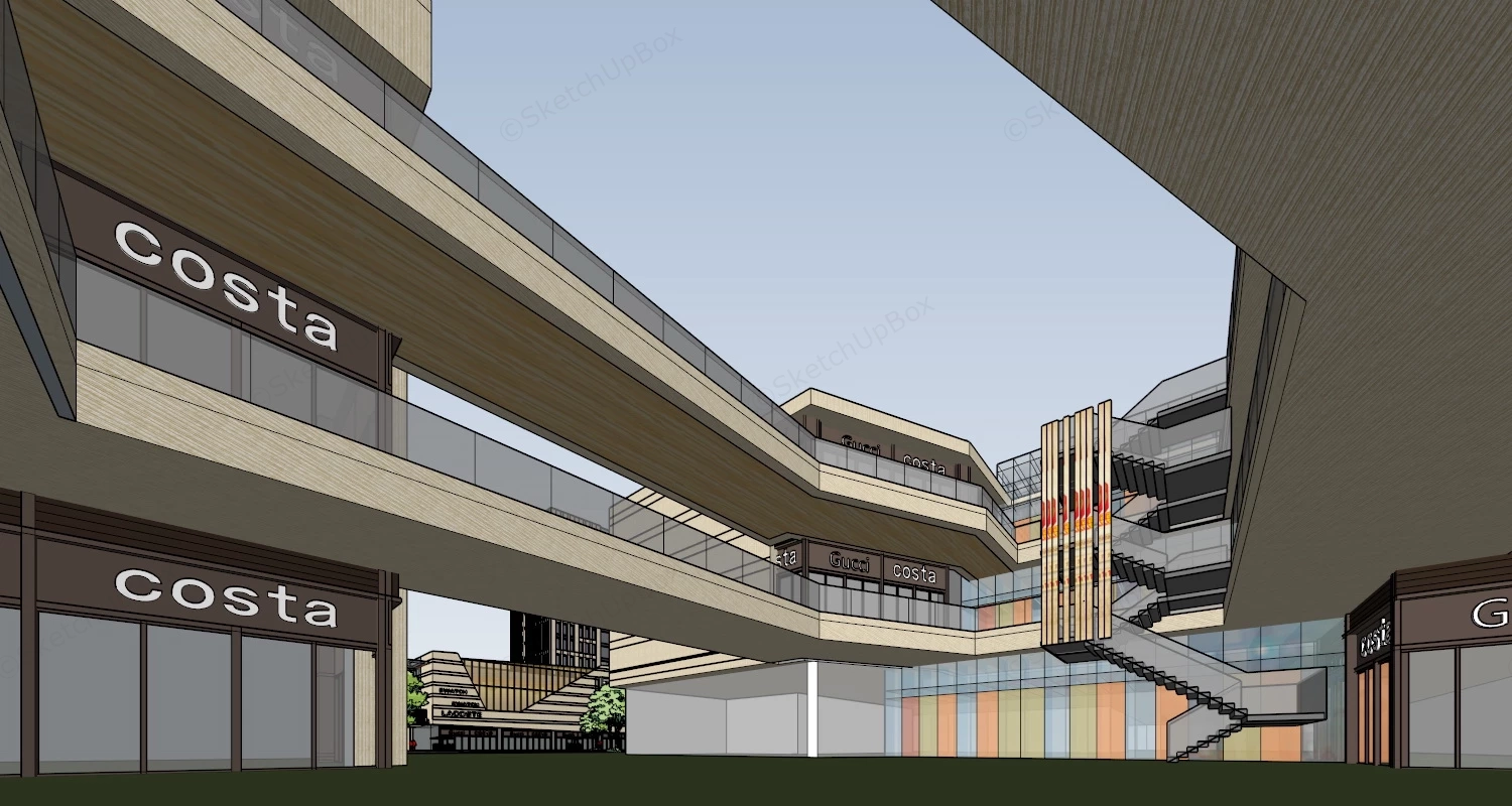 Modern Shopping Center Architecture sketchup model preview - SketchupBox